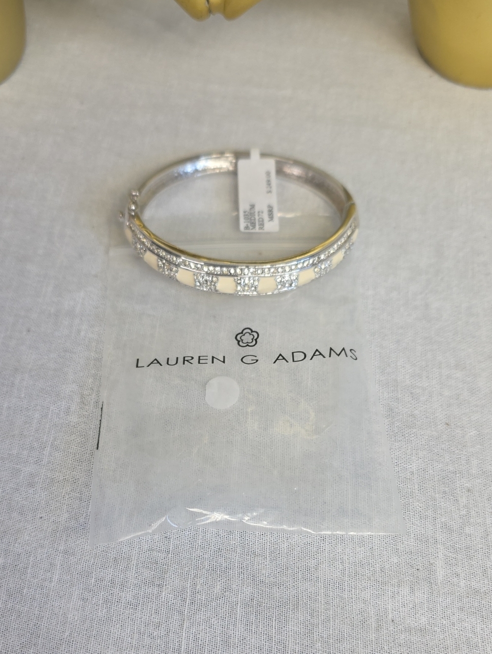 Lauren G Adams Silver Bracelet with Cream Accents and Crystals